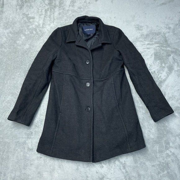 Lands' End Jackets & Blazers - Lands' End Women's Size 6 Coat Black Wool Blend H0704